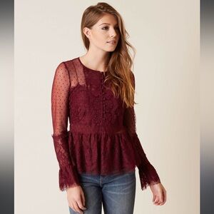 Romeo & Juliet Couture Burgundy Lace Blouse